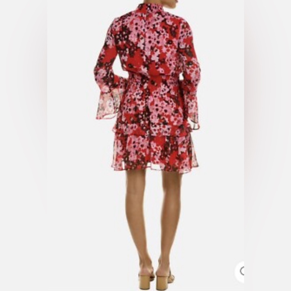 Taylor Long Sleeve Mock Neck Smocked Waist Floral Dress 10P - Picture 2 of 12